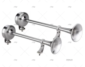 BOCINA DOBLE 24V ACUSTICA CROMADA 114DB MARCO