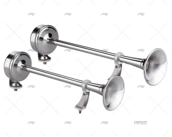 BOCINA DOBLE 24V ACUSTICA CROMADA 114DB MARCO