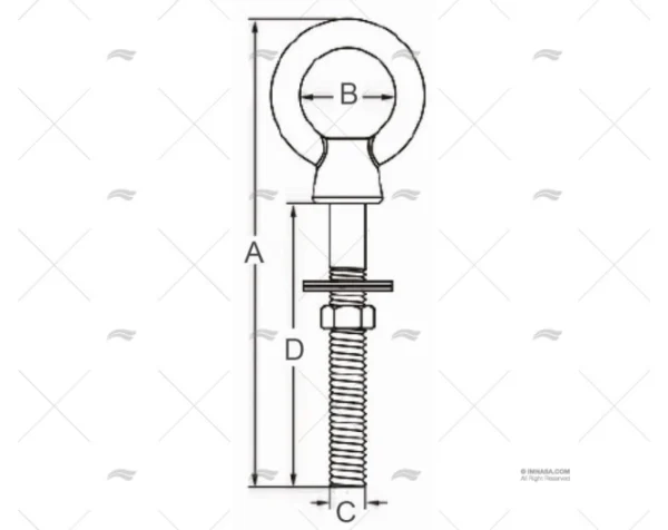 CANCAMO INOX SS 316 200X12mm MARINE TOWN
