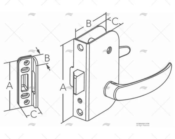 CERRADURA PUERTA C/LLAVE SS316 IZDA MARINE TOWN