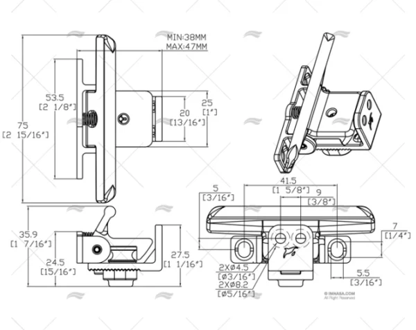 CIERRE INOX 316 C/FIJACION AJUSTABLE MARINE TOWN