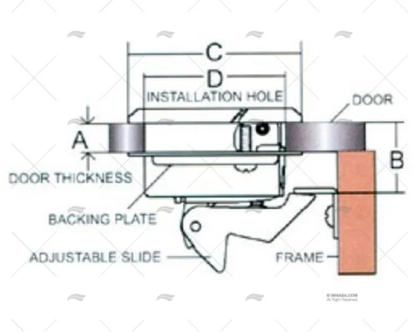 CIERRE TIRADOR CUADRA. S/LLAVE 45mm SS31 MARINE TOWN