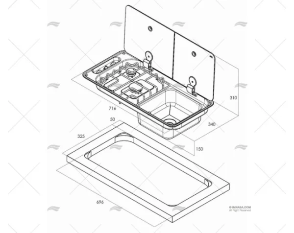 COCINA 2 FOGONES CON PICA A LA DERECHA CAN