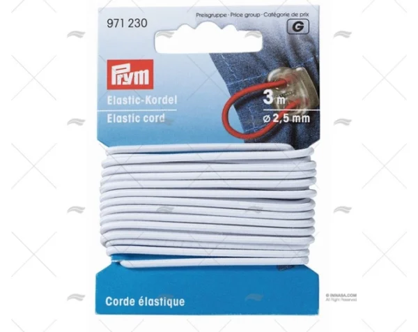 CORDON ELASTICO BLANCO DIAM 2.5mm PRYM