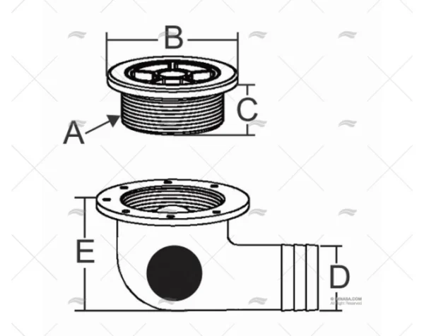 DESAGUE REJILLA 2" CON ROSCA INOX 316 MARINE TOWN