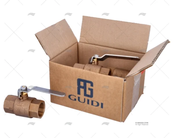 GRIFO BOLA BRONCE MANETA INOX 1" GUIDI ( GUIDI