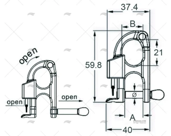MOSQUETON RAPIDO INOX SS 316 5.2mm