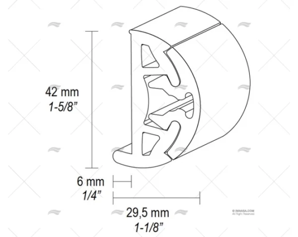 PERFIL PVC BINO H 40 C/DIENTE BLANCO 24m TESSILMARE