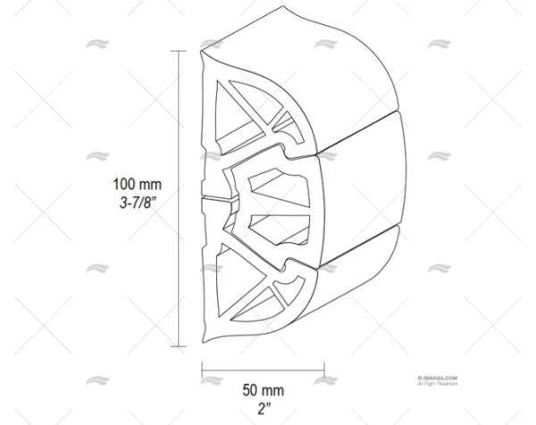 PERFIL PVC BUMPER H 100 BLANCO 12m TESSILMARE