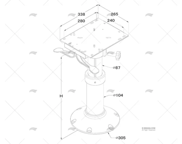 PIE DE SILLA GAS CON PLATINA 485-710mm IMNASA