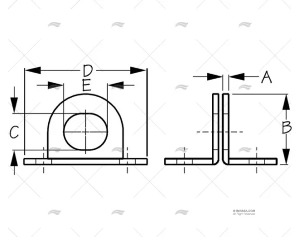 PLATINA DE ANGULO INOX SS 304 2-1/8" 2U