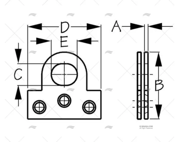 PLATINA RECTA INOX SS 304 2-1/8" 2U