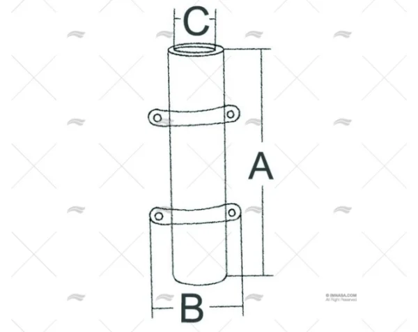 PORTACAÑAS LATERAL INOX SS 304 213mm MARINE TOWN