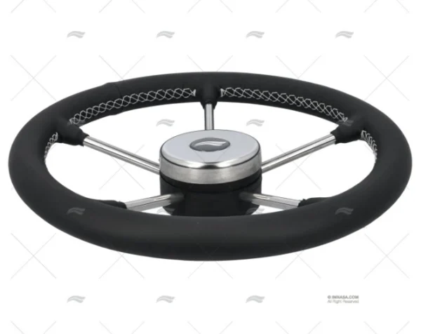 RUEDA 350mm PIEL NEGRA COSTURA BLANCA IMNASA