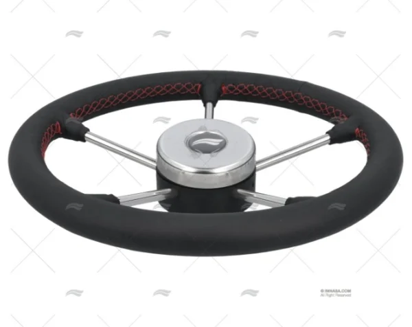 RUEDA 350mm PIEL NEGRA COSTURA ROJA IMNASA