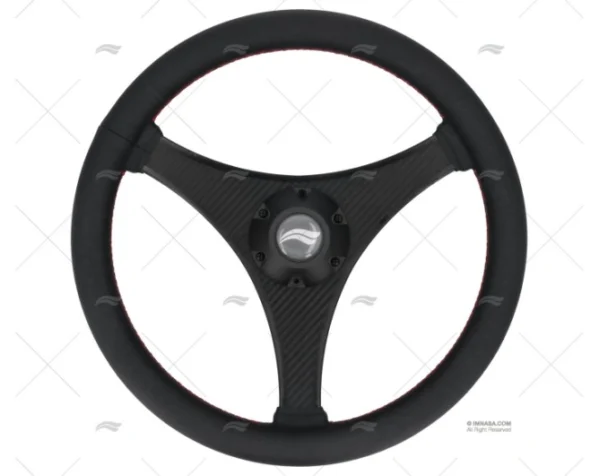 RUEDA 350mm PIEL NEGRA COSTURA ROJA IMNASA