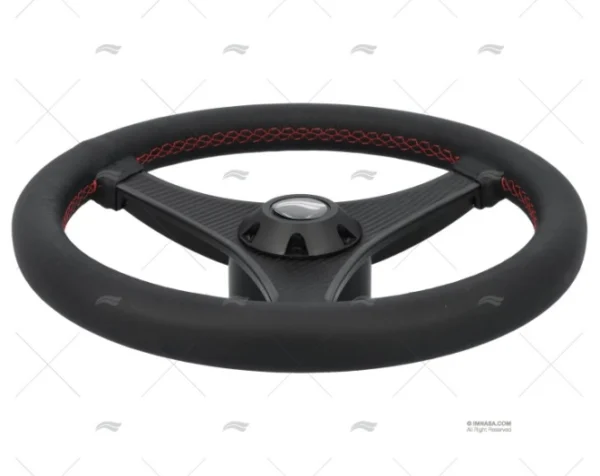 RUEDA 350mm PIEL NEGRA COSTURA ROJA IMNASA