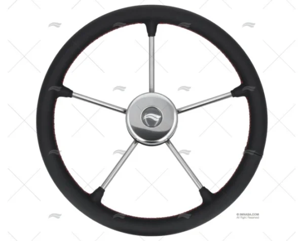 RUEDA 400mm PIEL NEGRA COSTURA ROJA IMNASA