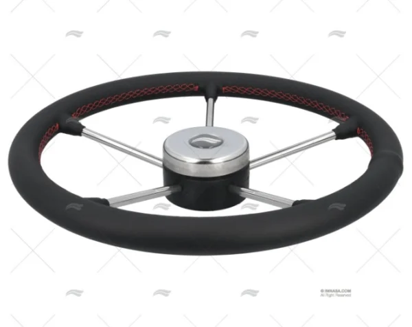 RUEDA 400mm PIEL NEGRA COSTURA ROJA IMNASA