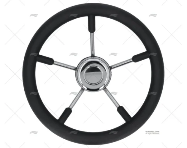 RUEDA TIMON 350mm 5R POLI.NEGRO/INOX SAVORETTI ARMANDO