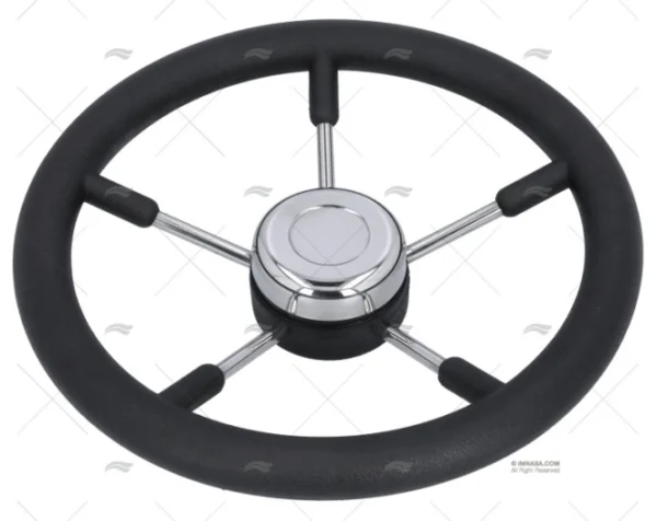 RUEDA TIMON 350mm 5R POLI.NEGRO/INOX SAVORETTI ARMANDO