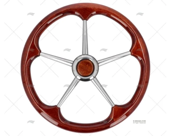 RUEDA TIMON 400mm 5R MADERA/INOX MOGANO SAVORETTI ARMANDO