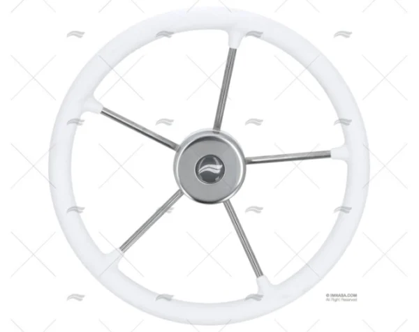 RUEDA TIMON 400mm 5R POLI.BLANCO/INOX IMNASA