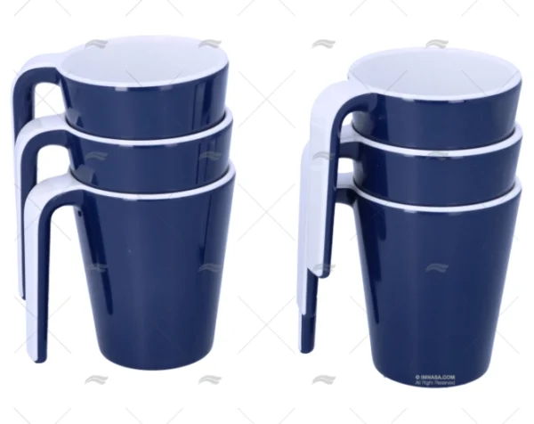 TAZA CAFE 300ml AZUL MELAMINA 6pcs