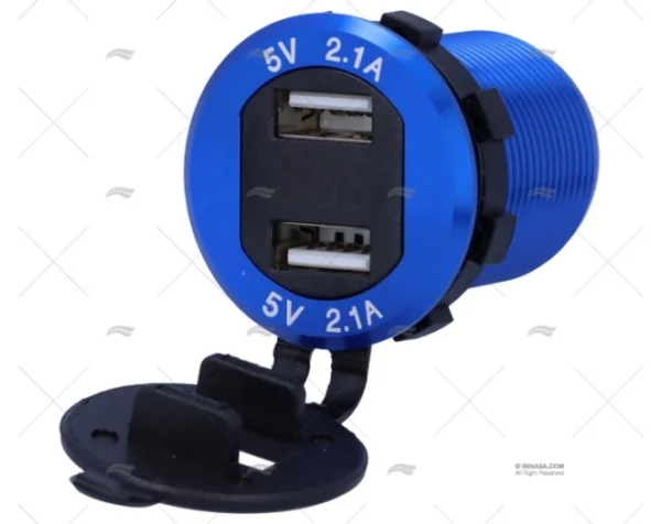 TOMA USB 12-24V 2 ENT.VOLTIMETRO AL.AZUL