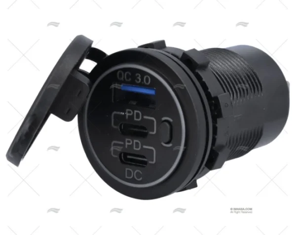 TOMA USB CARGA RAPIDA TIPO A/C 3 C/LED