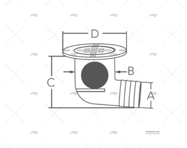 DESAGUE CODO 38mm 45º INOX 316 MARINE TOWN