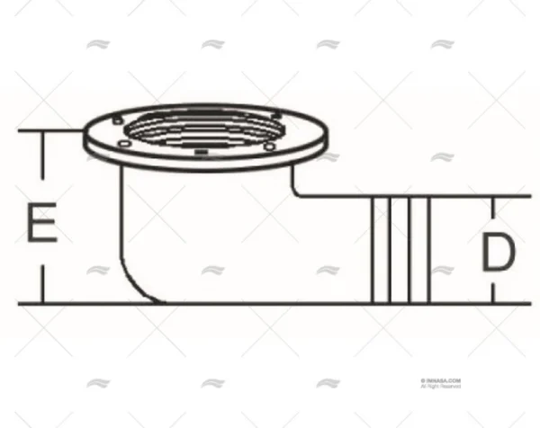 DESAGUE CODO 38mm PVC/INOX 316 MARINE TOWN