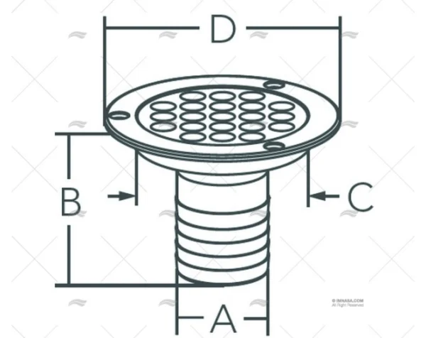 DESAGUE RECTO 1-9/16"INOX SS316 MARINE TOWN