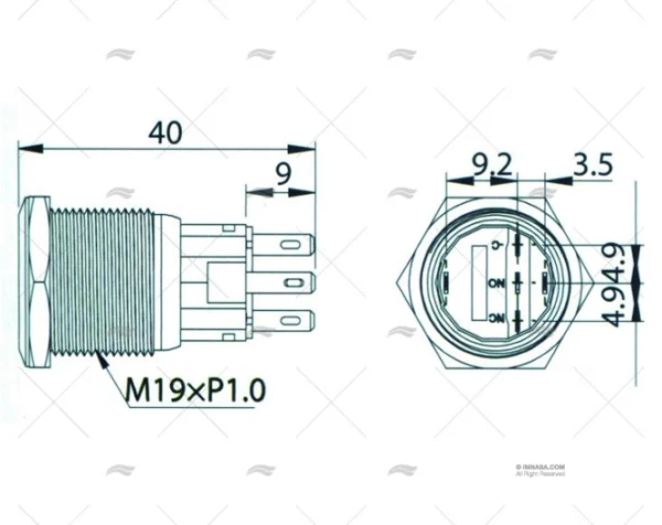 INTERRUPTOR ON-OFF 12V CON LED AZUL 5A