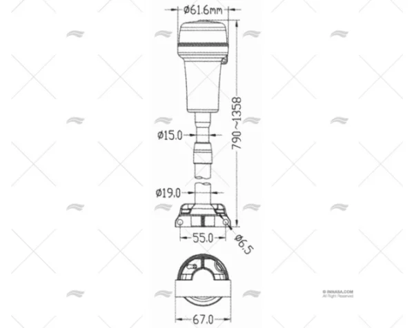 LUZ NAVEG. A PILAS EXTRAIBLE 790-1358mm