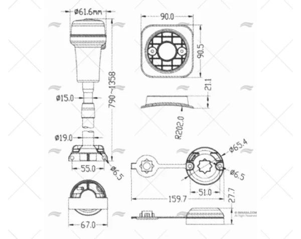 LUZ NAVEG. A PILAS EXTRAIBLE 790-1358mm