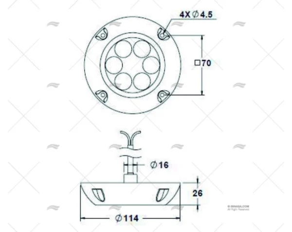 LUZ SUMERGIBLE AZUL 12V INOX