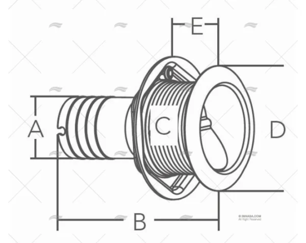 MEGA PASACASCO C/VALVULA 38mm INOX 316 MARINE TOWN