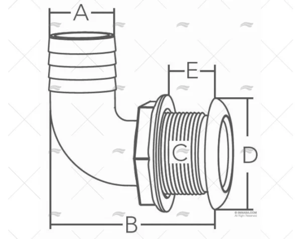 PASACASCO 90º SS316 3/4" MARINE TOWN
