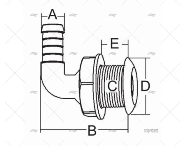 PASACASCO CODO 90º 16mm MARINE TOWN
