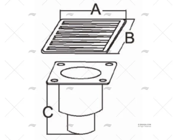 REJILLA INOX SS 304 3" MARINE TOWN