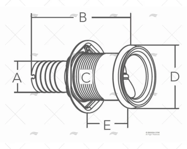 SALIDA DE ESCAPE 38mm INOX 316 MARINE TOWN