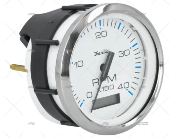 TACOMETRO C/HOROMETRO 4000RPM S/S BLANCO FARIA