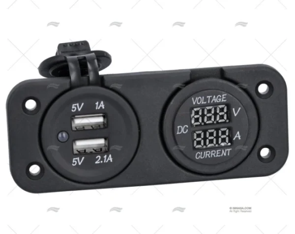 TOMA DOBLE USB-VOLTIMETRO AMPERIMETRO