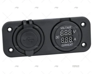 TOMA DOBLE USB-VOLTIMETRO AMPERIMETRO