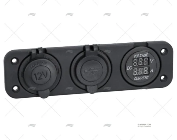 TOMA MECHERO DOBLE+VOLT.+AMP. EMPOTRABLE