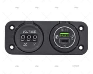 TOMA USB TIPO A/C CON VOLTIMETRO